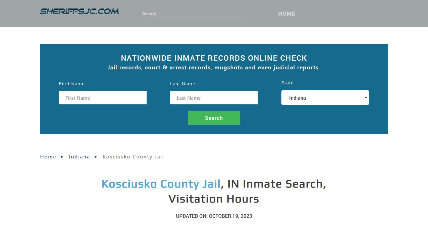 Kosciusko County Jail, IN Inmate Search, Visitation Hours